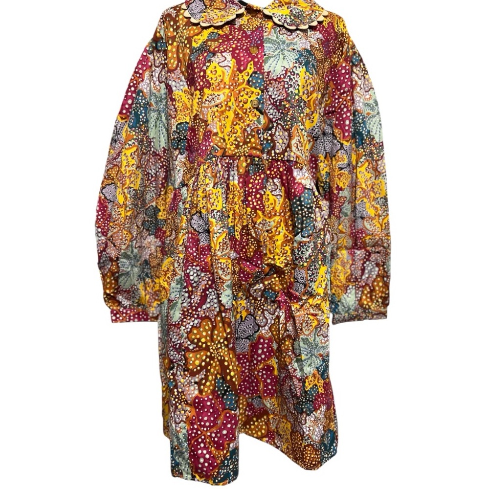 Multicolor Floral Patchwork Long Sleeve Dress